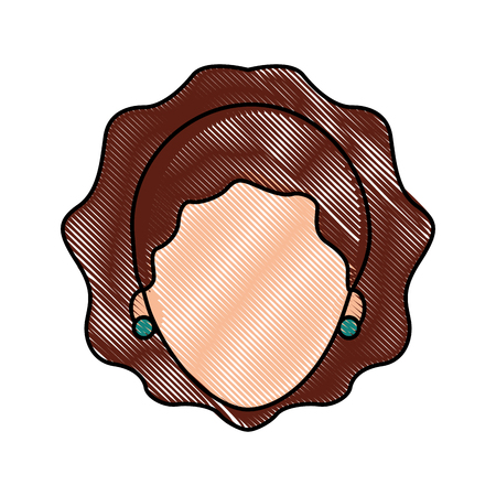 female face cartoon woman profile people vector illustrationのイラスト素材