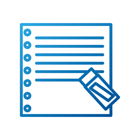 school blank paper note with eraser supply vector illustrationのイラスト素材