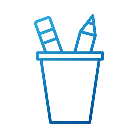 school plastic cup with pencil pen supplies vector illustrationのイラスト素材