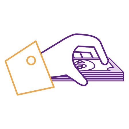 hand human with bills money isolated icon vector illustration designのイラスト素材