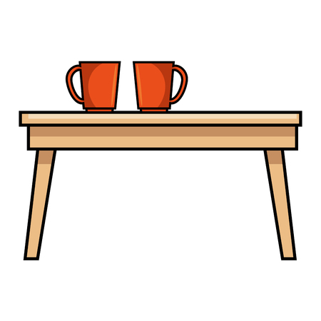 table wooden with coffee cups vector illustration designのイラスト素材