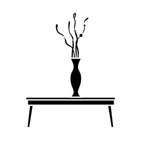 table with decorative vase isolated icon vector illustration designのイラスト素材
