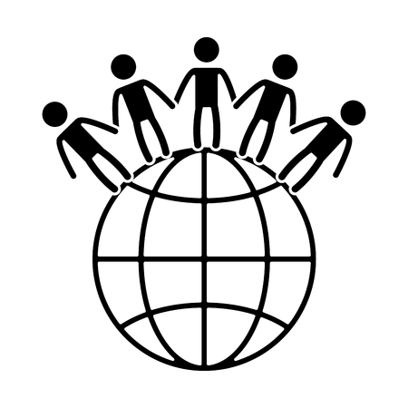 world planet with people vector illustration designのイラスト素材