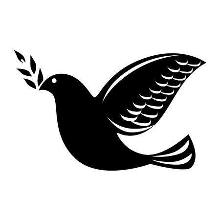 dove of peace flying with olive branch vector illustration designのイラスト素材