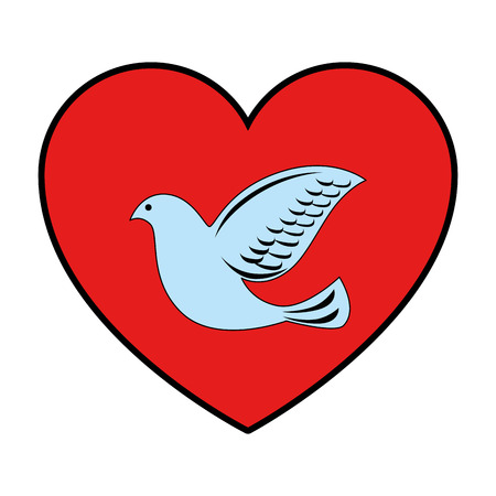 heart with dove of peace icon vector illustration designのイラスト素材
