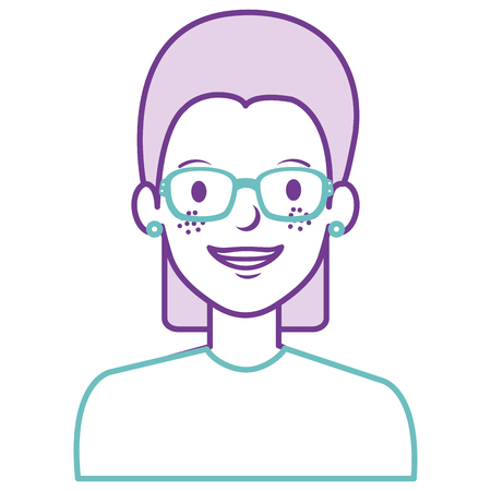 beautiful woman with glasses avatar character vector illustration designのイラスト素材