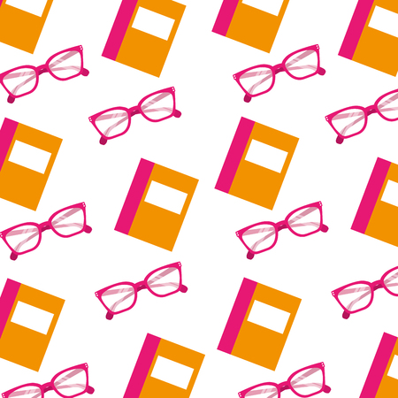 school book and glasses object seamless pattern image vector illustrationのイラスト素材