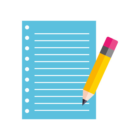 school paper and pencil utensil study vector illustrationのイラスト素材