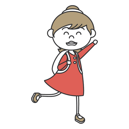 beautiful little girl with school bag character vector illustration designのイラスト素材