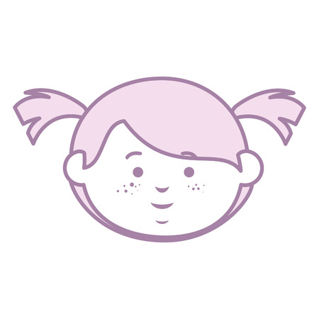 beautiful little girl head character vector illustration designのイラスト素材