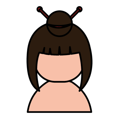 little japanese doll shirtless kawaii character vector illustration designのイラスト素材
