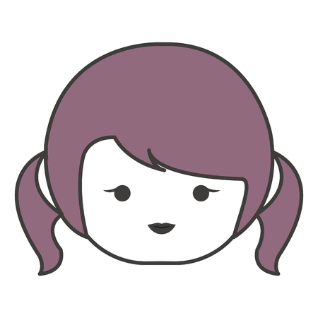 little japanese doll head kawaii character vector illustration designのイラスト素材