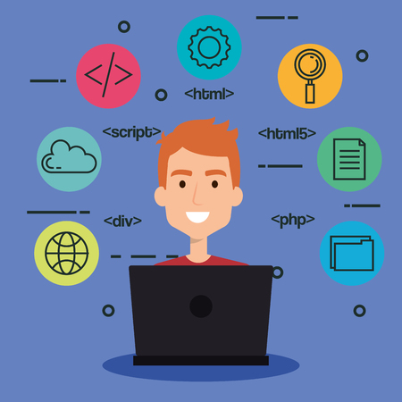 software language programmer avatar vector illustration designのイラスト素材
