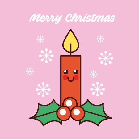 A merry christmas red candle happy decoration card vector illustrationのイラスト素材