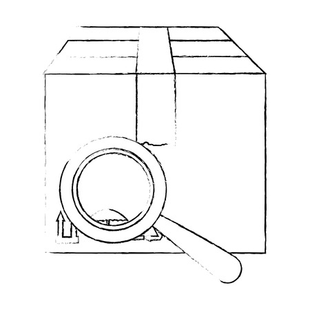 box carton with magnifying glass vector illustration designのイラスト素材