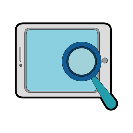 tablet device with magnifying glass vector illustration designのイラスト素材