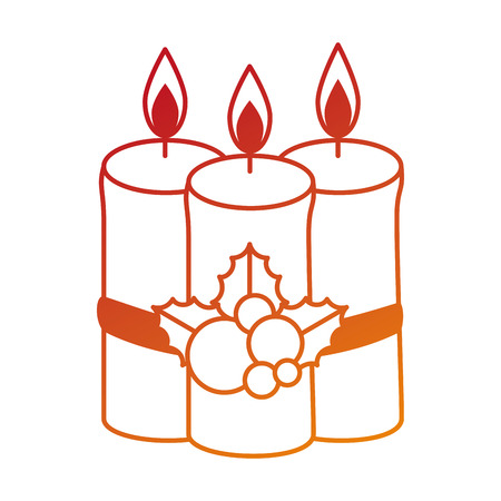merry christmas candles with leafs vector illustration designのイラスト素材