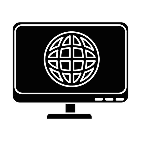 computer display with planet vector illustration designのイラスト素材