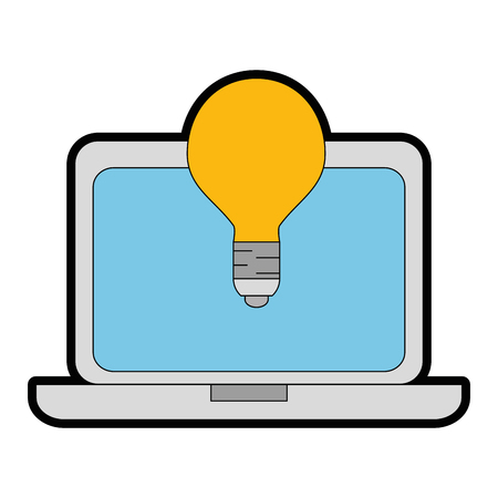 laptop computer with bulb vector illustration designのイラスト素材