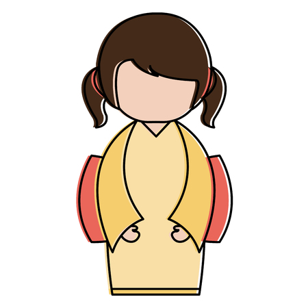 little japanese doll   character vector illustration designのイラスト素材