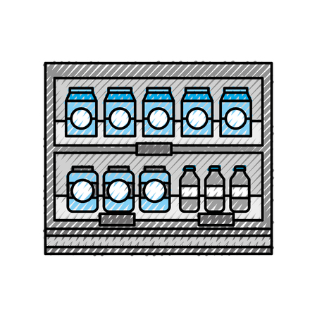 supermarket grocery and store drinks bottles and boxes vector illustrationのイラスト素材