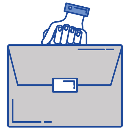 hand human with portfolio briefcase isolated icon vector illustration designのイラスト素材