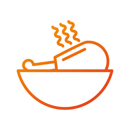 roasted chicken on a plate for dinner menu vector illustrationのイラスト素材