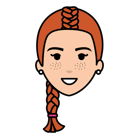 beautiful woman head avatar character vector illustration designのイラスト素材