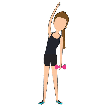 woman lifting weights character vector illustration designのイラスト素材