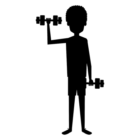 man silhouette lifting weights character vector illustration designのイラスト素材