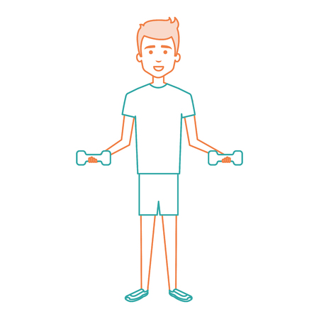 man lifting weights character vector illustration designのイラスト素材