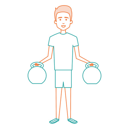 man lifting weights character vector illustration designのイラスト素材