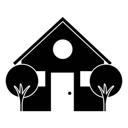 beautiful house building with trees vector illustration designのイラスト素材