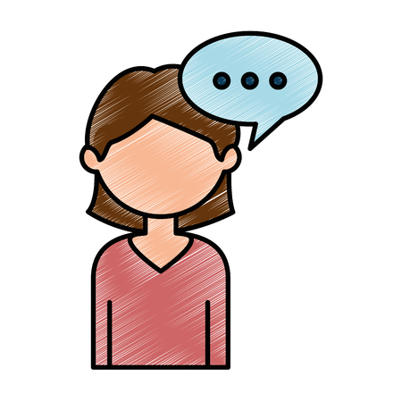 beautiful businesswoman with speech bubble avatar character vector illustration designのイラスト素材