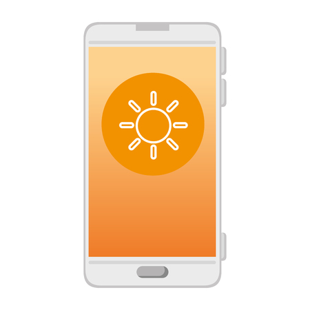 smartphone with sun weather application vector illustration designのイラスト素材
