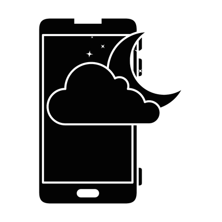 smartphone with moon and cloud weather application vector illustration designのイラスト素材