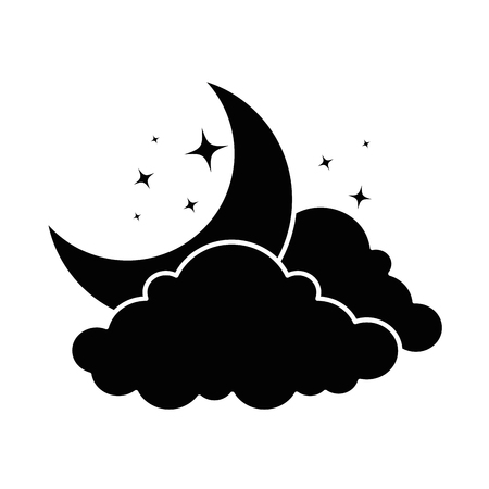 cloud weather with moon vector illustration designのイラスト素材