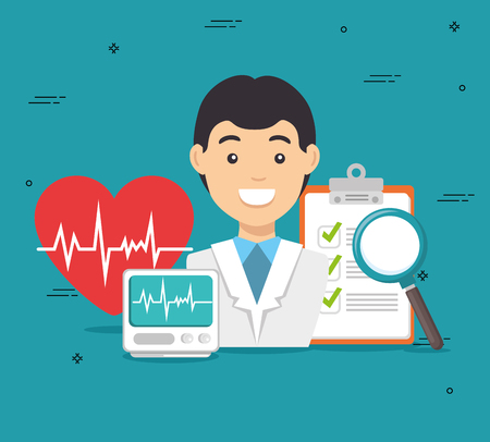 doctor character cartoon vector illustration graphic designのイラスト素材