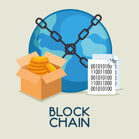 block chain tecnology concept vector illustration graphic designのイラスト素材