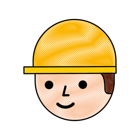 logistic worker man cartoon with helmet vector illustrationのイラスト素材