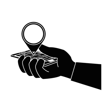 hand user with smartphone device isolated icon vector illustration designのイラスト素材