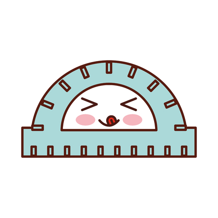 protractor geometrical instrument angle cartoon vector illustrationのイラスト素材