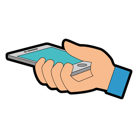 hand user with smartphone device isolated icon vector illustration designのイラスト素材