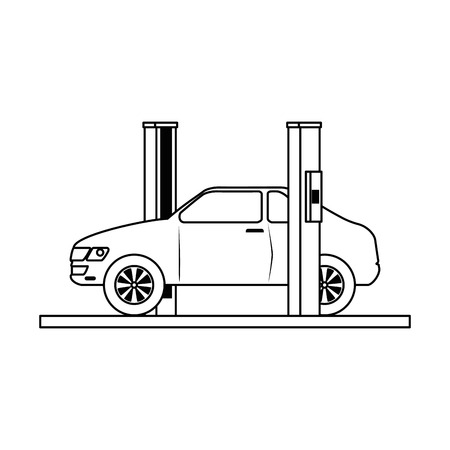 car with assembling machine vector illustration designのイラスト素材