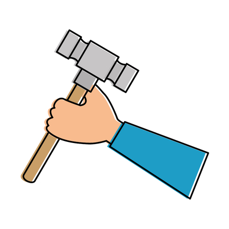 hand with hammer tool isolated icon vector illustration designのイラスト素材