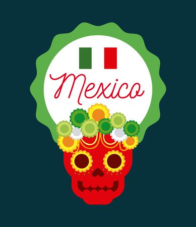 day of the dead skull with floral ornament vector illustrationのイラスト素材