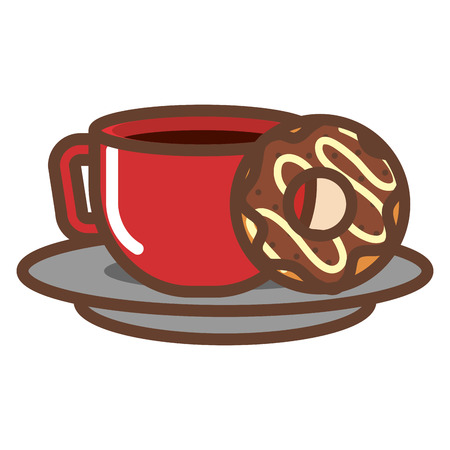 sweet donut with coffee cup vector illustration designのイラスト素材