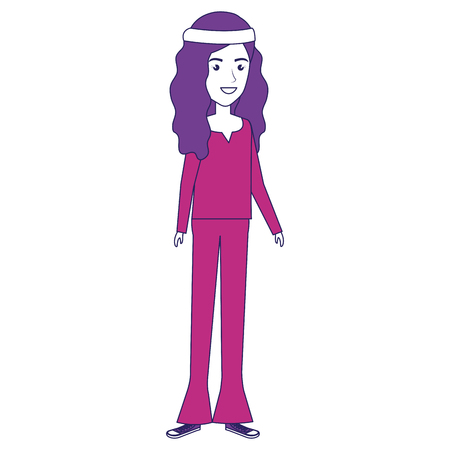 hippie woman avatar character vector illustration designのイラスト素材