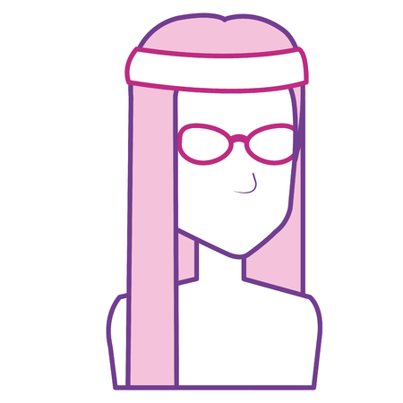 hippie woman shirtless avatar character vector illustration designのイラスト素材