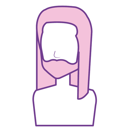 hippie man shirtless with long hair vector illustration designのイラスト素材